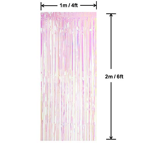 Unicorn Party Decorations | Tinsel Curtains, Foil Fringe Shimmer Streamers Curtain (Transparent Multicolour)