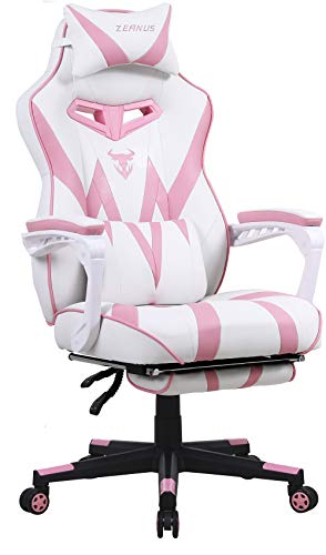 Zeanus Pink Gaming Chair For Girl | Ergonomic Gaming Chair | Pink & White