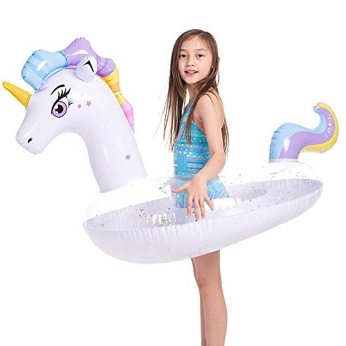 Unicorn Inflatable Pool Float | For Kids (51” x 33.5” x 32.5”)