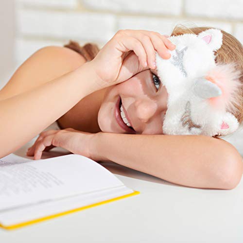 Whaline 4 Pieces Unicorn Sleeping Mask Eye Cover with 4 Ear Plugs, Plush Soft Plush Blindfold Cute Horn Eye Cover Eyeshade for Women Girls Travel Meditation Nap Night Sleeping