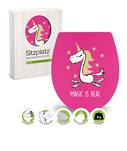 Unicorn Toilet Seat w Soft Close Mechanism - Pink