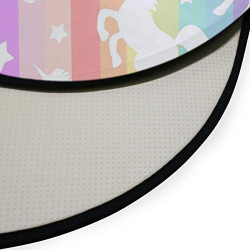 Rainbow Striped Unicorn Round Rug 3' Diameter(92 cm)