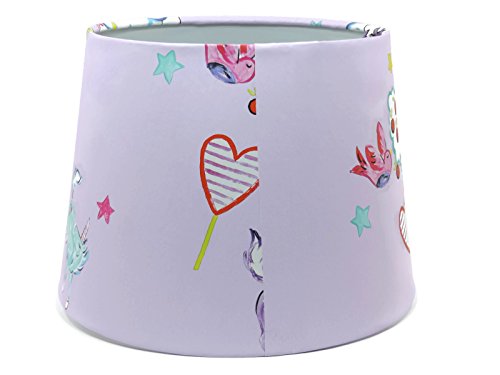 Unicorn Lampshade Ceiling Light Shade Horse Pony Princess Hearts Flowers Stars Rainbow Girls Purple Unicorn Nursery Bedroom- Lilac