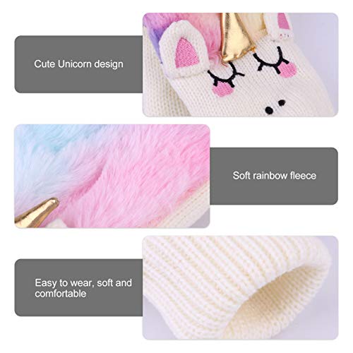 Kids Unicorn Mittens | Faux Fur