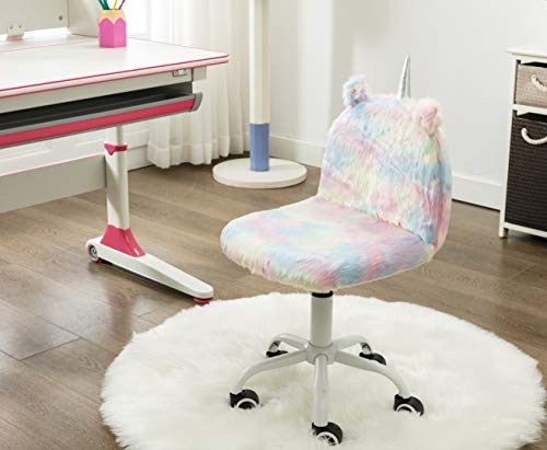 Faux Fur Unicorn Swivel Chair For Computer Desk 