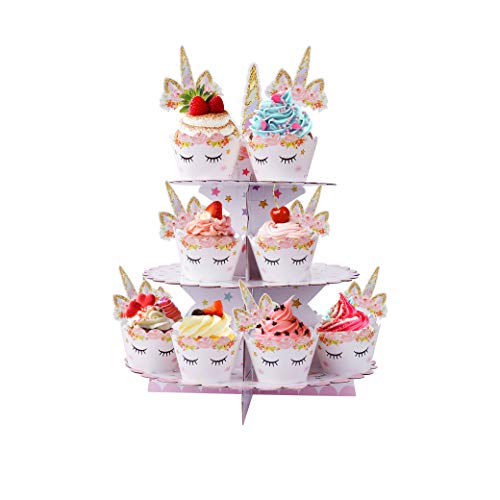 Unicorn Cupcake Toppers Eyelash Cupcake Wrappers - 24 Set