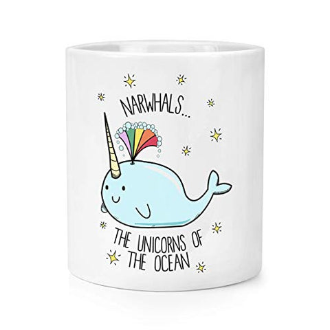 Narwhals The Unicorns Of The Ocean Makeup Brush Pencil Pot | Ceramic 