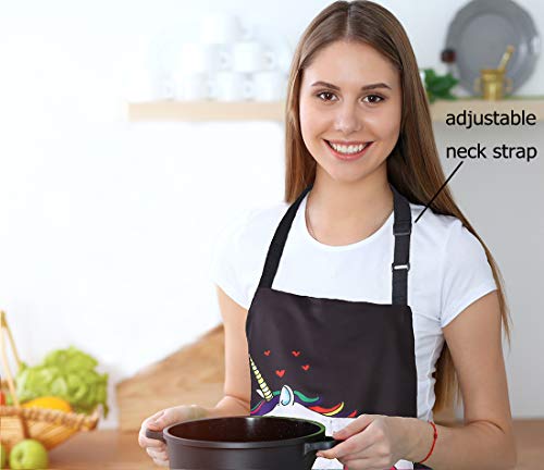 Cupcake Unicorn Cooking Apron | Black & Multi Coloured | Gift Idea