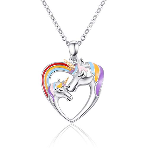 Rainbow Unicorn Necklace | For Girls Mother & Daughter | 925 Sterling Silver | Unicorn Gifts