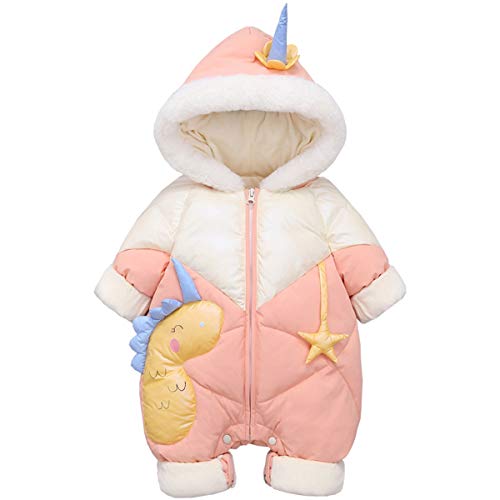 Girls Unicorn Long Sleeve Snowsuit | Pink, White | Duck Down