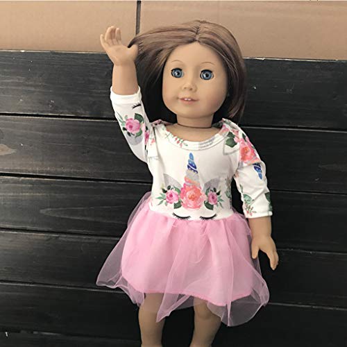 Cute Floral Unicorn Dress For Dolls Outfit