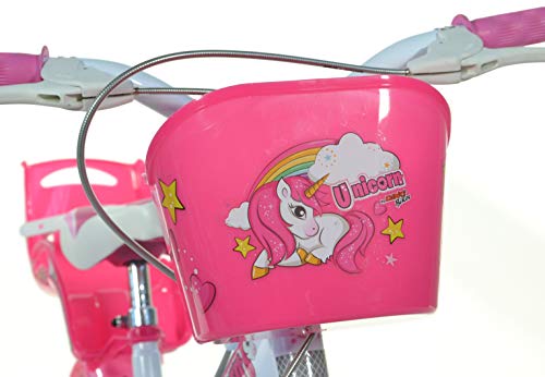 Cute Unicorn Kids Bike | White & Pink | Dino Bikes