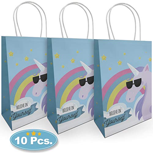 Unicorn Party Bags (10 Pack) Paper Bags with Handle | Unicorn Party Supplies