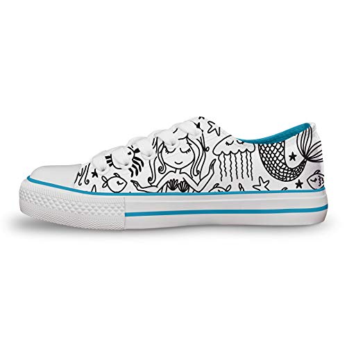 Under The Sea Pattern Unicorn Colour in Shoes White with Pens