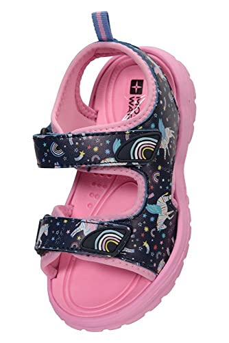 Mountain Warehouse Sand Kids Sandals - Neoprene Lined Kids Beach Shoes, Durable Sandal Shoes, Hook & Loop, Removable Heel Strap Summer Footwear - for Beach Walking Pink Kids Shoe Size 6 UK