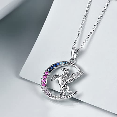 Sterling Silver Unicorn & Moon Necklace
