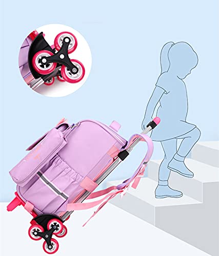 School Bags Rolling Backpacks Children Trolley Backpack Schoolbag with Six Wheels Climbing Stairs Unisex Children Satchel for School Sports Outdoors Travel