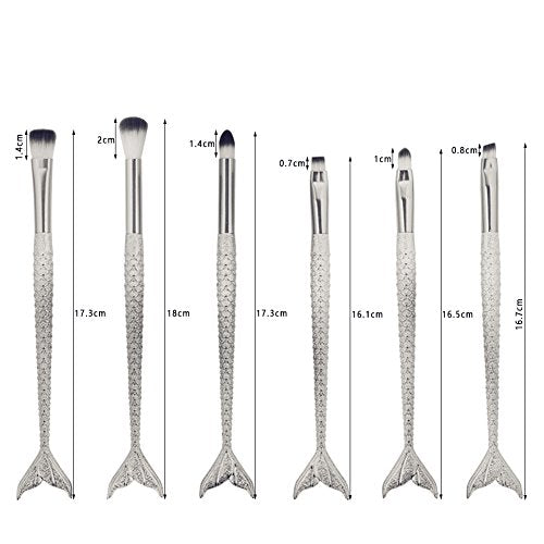 Coshine 10pcs Rose Gold Unique Mermaid Makeup Brush Set, Nylon Hair Plastic Handle Cosmetic Brushes