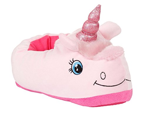 Martildo Fashion, Ladies 3D Novelty Fun Soft Warm Cosy Unicorn Gift Slippers, Pink, Large (UK 7-8)