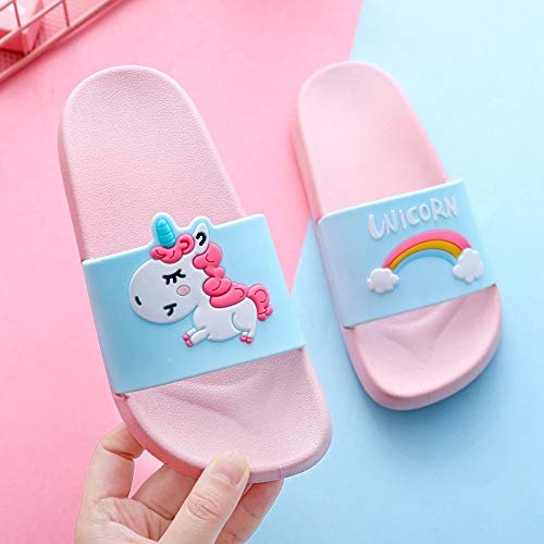 Cute unicorn pool sliders rainbow blue pink