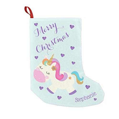 Personalised Rainbow Unicorn Christmas Stocking