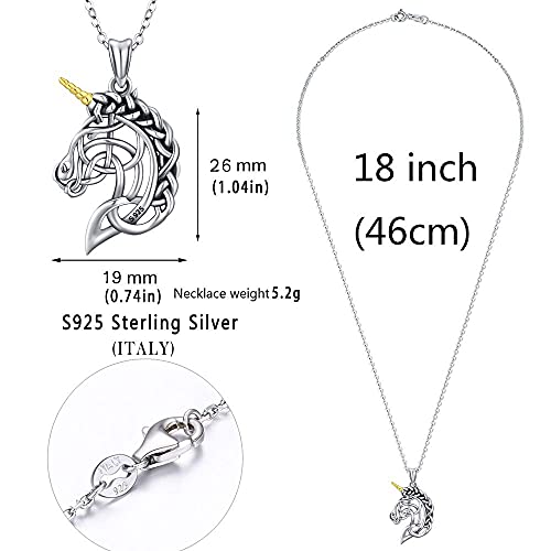 Silver Unicorn Necklace | Pendant | Gold Horn 