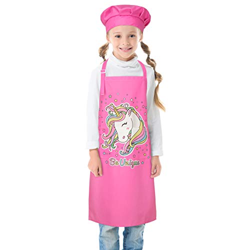 Pink Kids Unicorn Apron & Chefs Hat | Unicorn Gift Idea