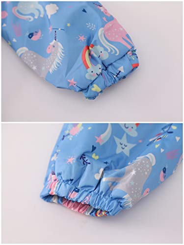 Girls Waterproof Raincoat & Trouser Set | Unicorn Design | Blue | 2 Pcs