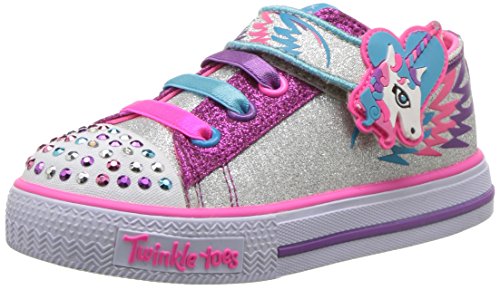 Unicorn Skechers trainers girls pink sliver glitter