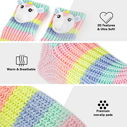 Knitted Unicorn Slipper Socks Rainbow Colours