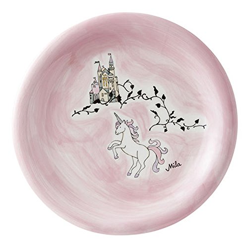 Hand Painted Unicorn Plate Pink for Children