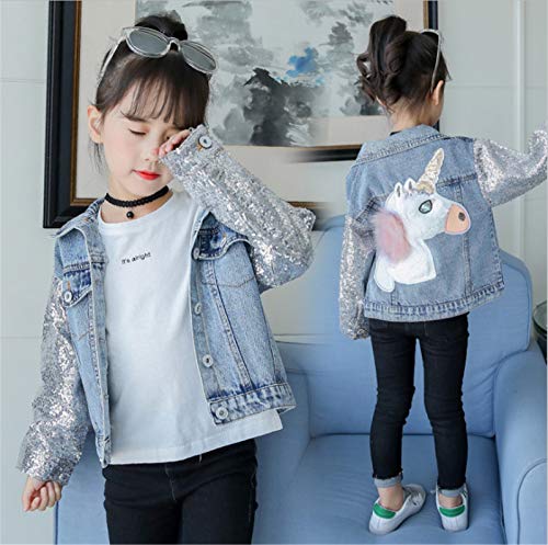 Cute Girls Unicorn Denim Jacket | Sparkly Sleeves