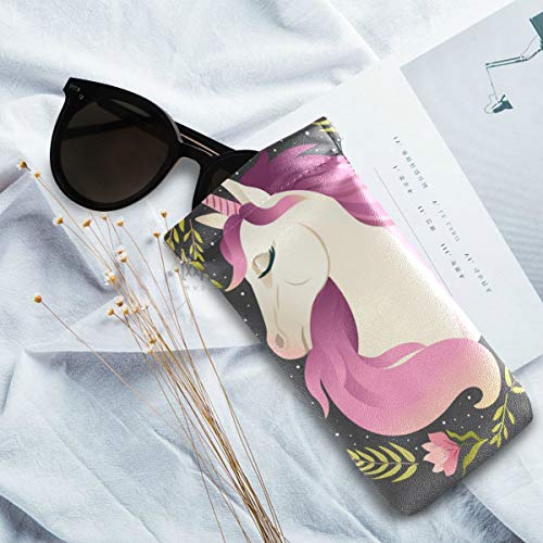 Pink haired unicorn glasses case