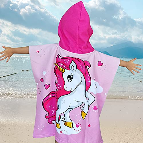 Cute Pink Unicorn Poncho Towel 