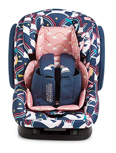 Unicorn themed car seat purple and pink