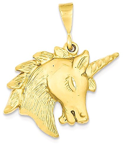 14k Yellow Gold Unicorn Head Pendant Charm Neckla