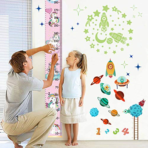 Girls Wall Chart Ruler Unicorn Style