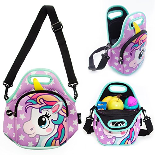 Unicorn Purple Stars FRINGOO® Kids Lunch Bag | Children Thermal Insulated Tote Bag