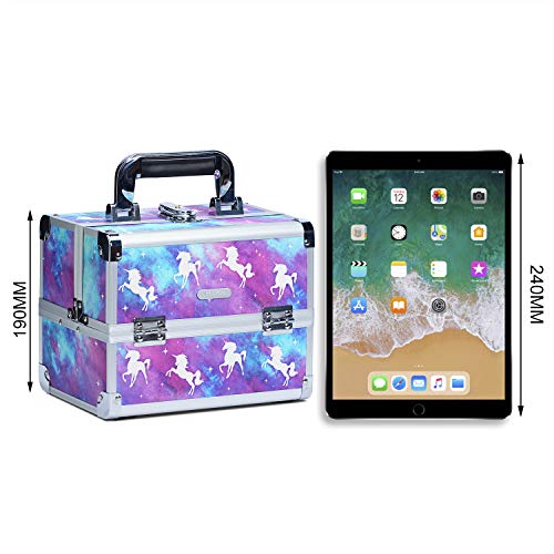 Unicorn Makeup Box | Vanity Case | Cosmetic Organiser | Beauty Box with Mirror and Magnification(5X)