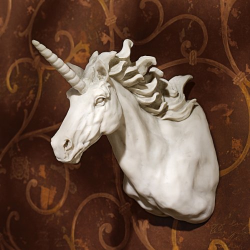 Design Toscano Alicorn Unicorn Horse Trophy Wall Sculpture, Polyresin, Antique Stone, 33 cm