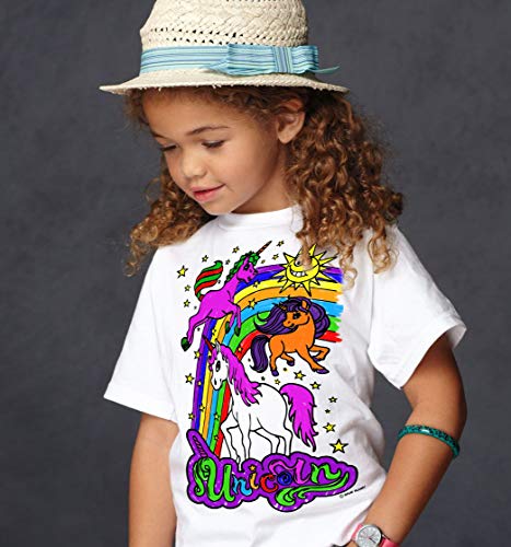 Colour-in Unicorn T-Shirt with 6 Non-Toxic Washable Magic Pens