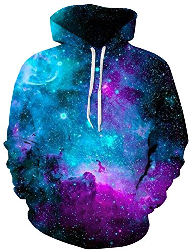 Unicorn Hoodie Sweatshirt for Men with Drawstring Pockets | Blue Galaxy