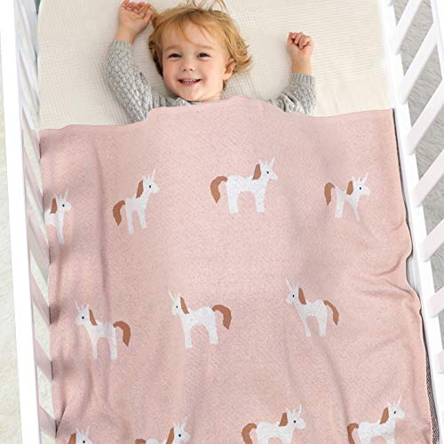 Pink Unicorn Knitted Blanket | 80 x 100cm
