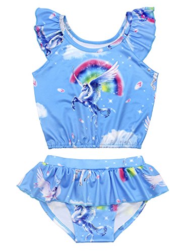 Blue rainbow unicorn swimming costume