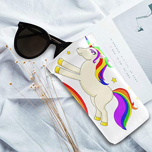 Rainbow unicorn glasses case white