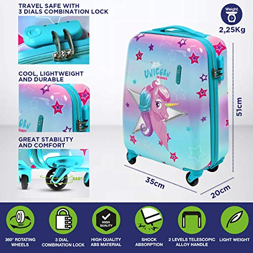 Unicorn Turquoise Suitcase For Kids  