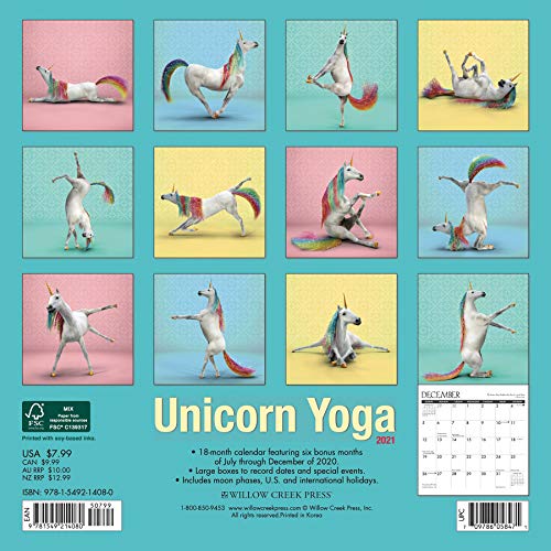 Unicorn Yoga Mini Calendar 2021 