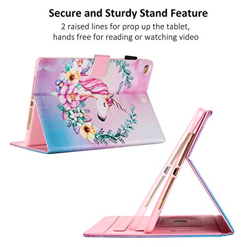 Floral Unicorn Sturdy Stand Feature iPad Case | Pink 