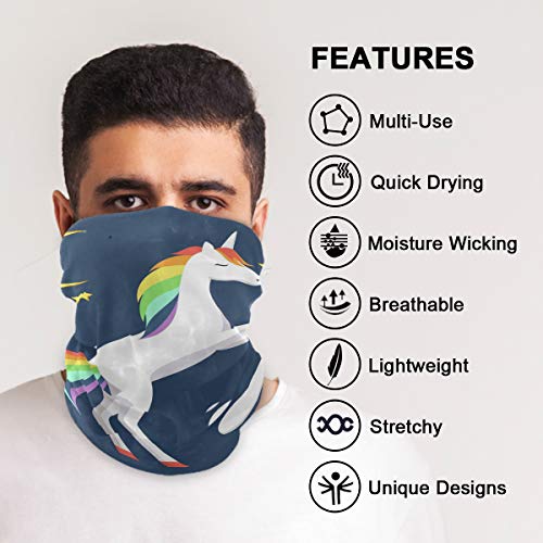 Unicorn Face Mask / Bandana Head Wear Balaclava - Navy Unicorn