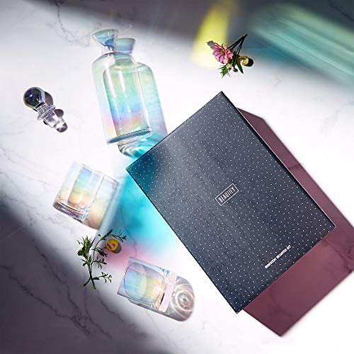 Beautify Glass Decanter and Tumbler Gift Set - Iridescent Gin/Wine/Whisky Decanter - Rainbow Pearl Decanter Gift for Her - Decanter Gift Set